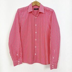 Club Monaco Men’s‎ Red and White Gingham Cotton Button Down Shirt Size XL